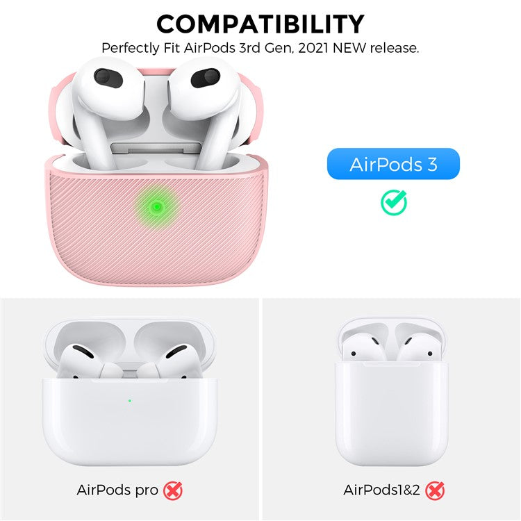 AHASTYLE PT177 For Apple AirPods 3 Stripe Design Bluetooth Earphone Drop-proof Cover  Splittable Soft Silicone Protective Case - Pink