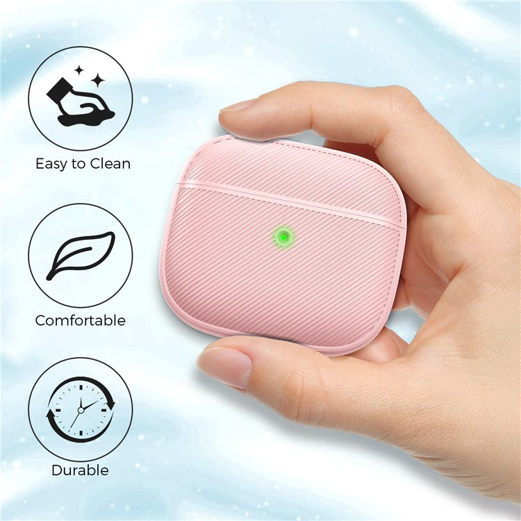 AHASTYLE PT177 For Apple AirPods 3 Stripe Design Bluetooth Earphone Drop-proof Cover  Splittable Soft Silicone Protective Case - Pink