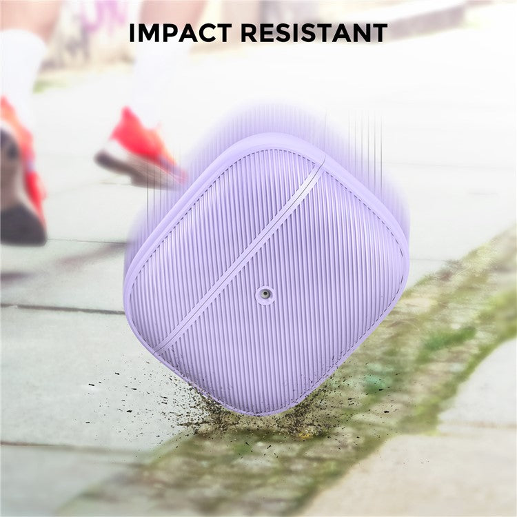 AHASTYLE PT177 For Apple AirPods 3 Stripe Design Bluetooth Earphone Drop-proof Cover  Splittable Soft Silicone Protective Case - Purple