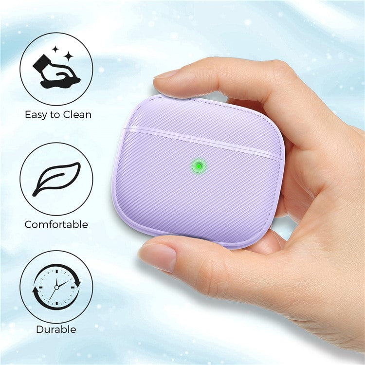 AHASTYLE PT177 For Apple AirPods 3 Stripe Design Bluetooth Earphone Drop-proof Cover  Splittable Soft Silicone Protective Case - Purple