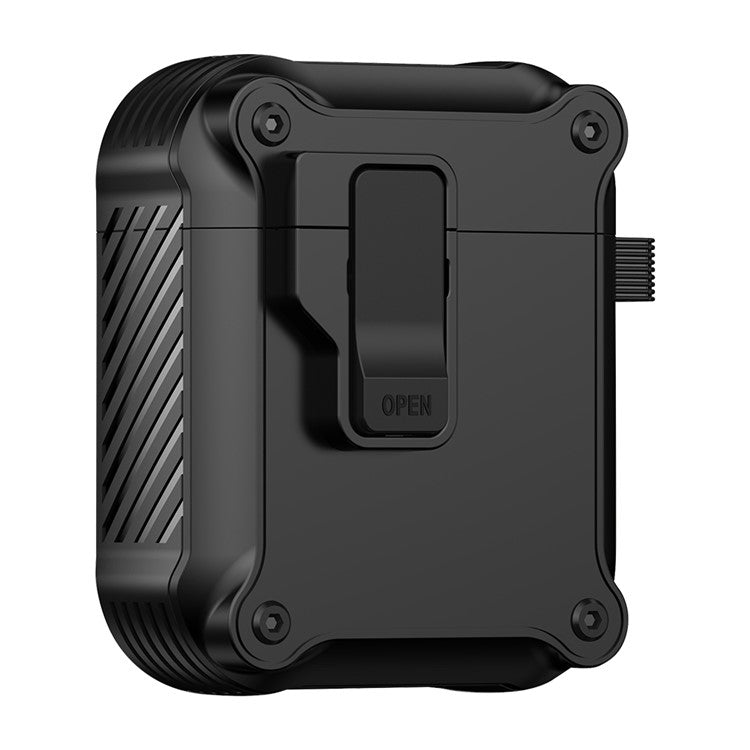 For Apple AirPods with Charging Case (2016) / (2019)  /  AirPods with Wireless Charging Case (2019) TPU+PC Case Bluetooth Earbuds Cover - Black