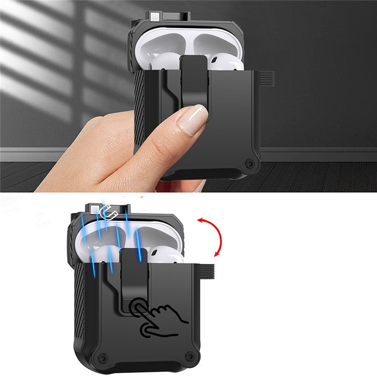 For Apple AirPods with Charging Case (2016) / (2019)  /  AirPods with Wireless Charging Case (2019) TPU+PC Case Bluetooth Earbuds Cover - Black