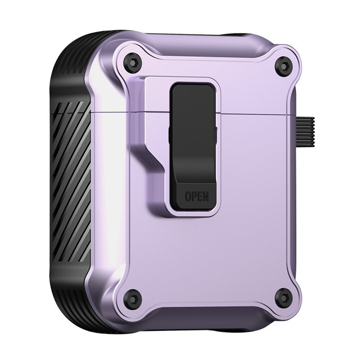 For Apple AirPods with Charging Case (2016) / (2019)  /  AirPods with Wireless Charging Case (2019) TPU+PC Case Bluetooth Earbuds Cover - Purple