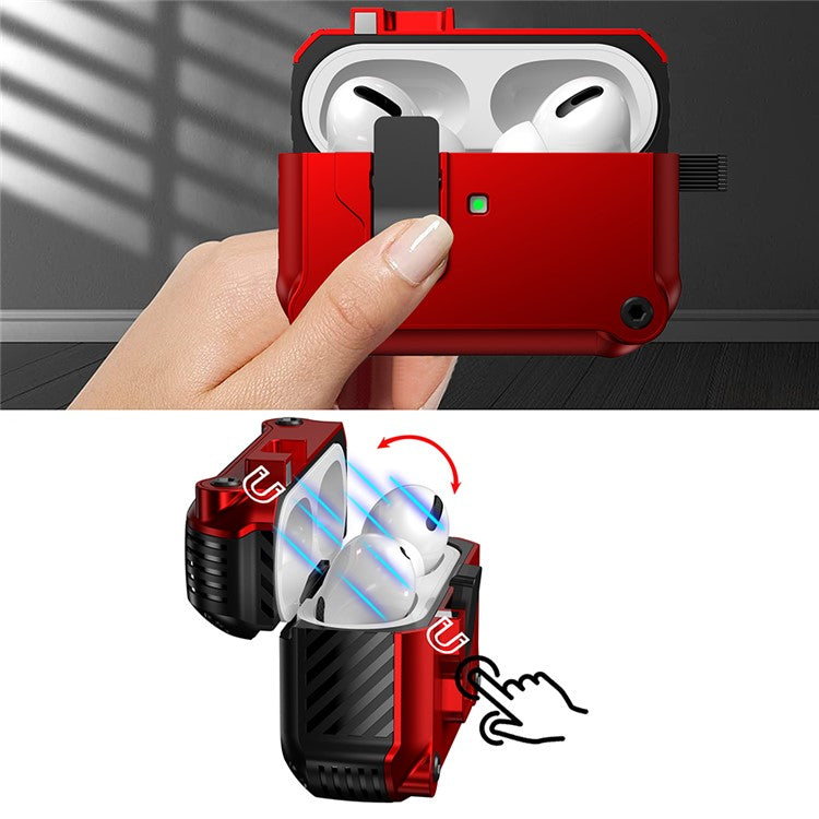 Compatible with Apple AirPods Pro Case TPU+PC Protector Bluetooth Earbuds Cover with Auto Lock - Red