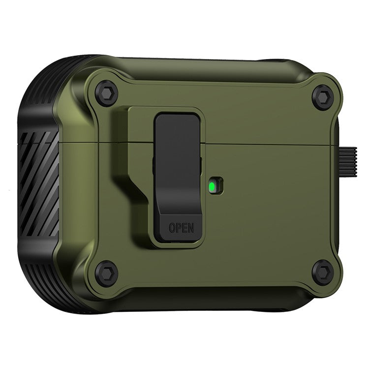 Compatible with Apple AirPods Pro Case TPU+PC Protector Bluetooth Earbuds Cover with Auto Lock - Army Green