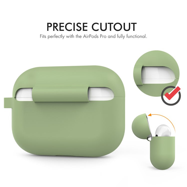 AHASTYLE PT-P1 Earphone Silicone Case for Apple AirPods Pro, Earbud Charging Box Full Protection Cover with Carabiner - Light Green