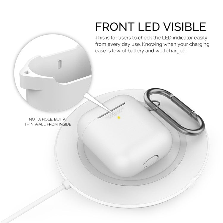 AHASTYLE PT-06-F For AirPods with Charging Case (2016) / (2019) / AirPods with Wireless Charging Case (2019) Anti-dust Plug Design Splittable Silicone Cover with Hook - White