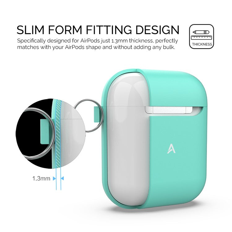 AHASTYLE PT-06-F For AirPods with Charging Case (2016) / (2019) / AirPods with Wireless Charging Case (2019) Anti-dust Plug Design Splittable Silicone Cover with Hook - Green