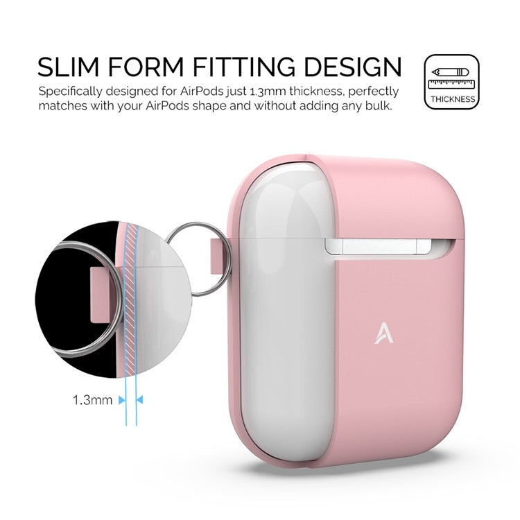 AHASTYLE PT-06-F For AirPods with Charging Case (2016) / (2019) / AirPods with Wireless Charging Case (2019) Anti-dust Plug Design Splittable Silicone Cover with Hook - Pink