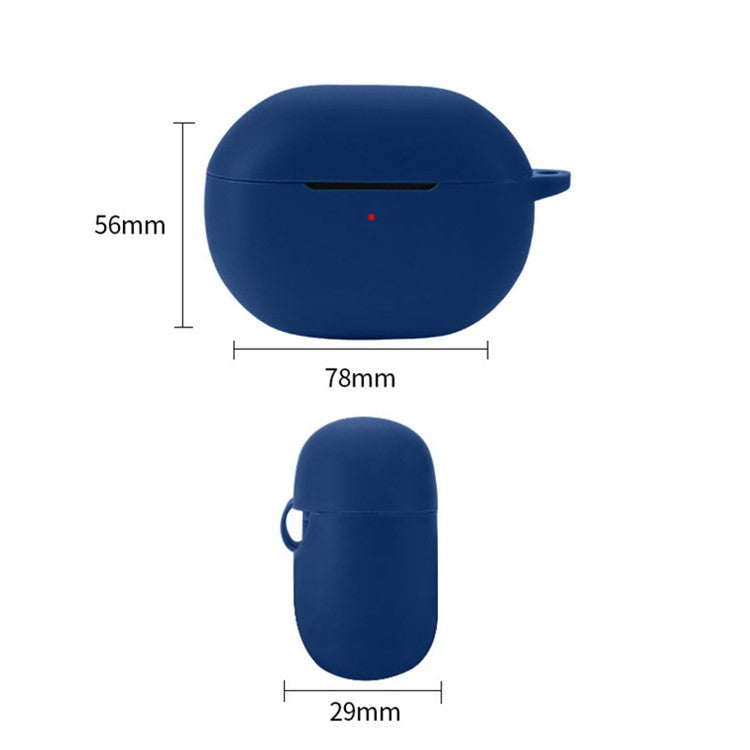 For SoundPEATS Capsule3 Pro Anti-scratch Earbud Protective Cover Bluetooth Earphone Silicone Case with Anti-loss Buckle - Dark Blue