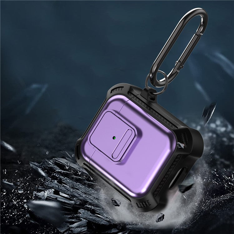 For AirPods with Wireless Charging Case (2019) / AirPods with Charging Case (2019) / (2016) Earphone Cover TPU+PC Case with Pressing Button - Purple