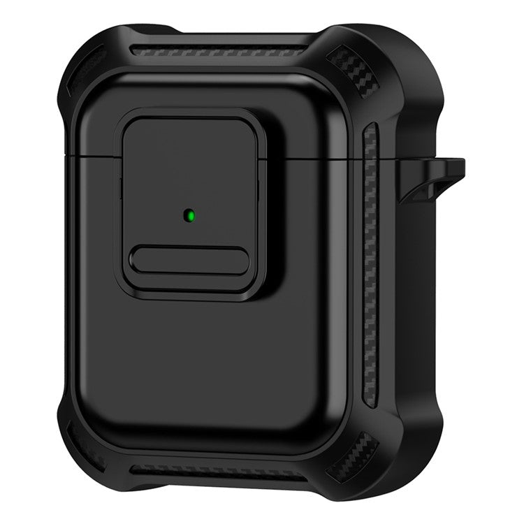 For AirPods with Wireless Charging Case (2019) / AirPods with Charging Case (2019) / (2016) Earphone Cover TPU+PC Case with Pressing Button - Black