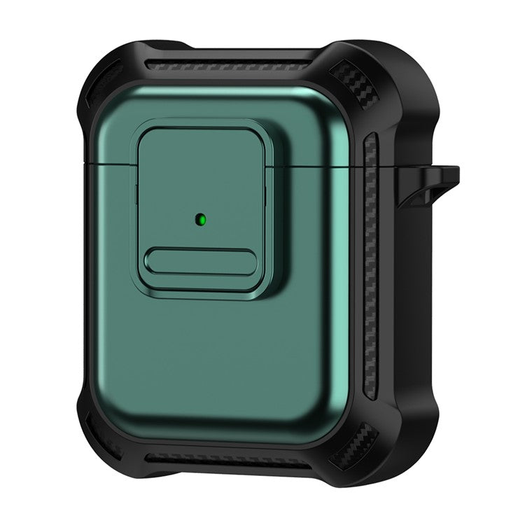 For AirPods with Wireless Charging Case (2019) / AirPods with Charging Case (2019) / (2016) Earphone Cover TPU+PC Case with Pressing Button - Green