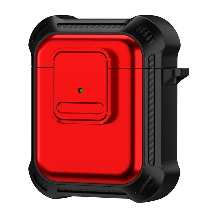 For AirPods with Wireless Charging Case (2019) / AirPods with Charging Case (2019) / (2016) Earphone Cover TPU+PC Case with Pressing Button - Red