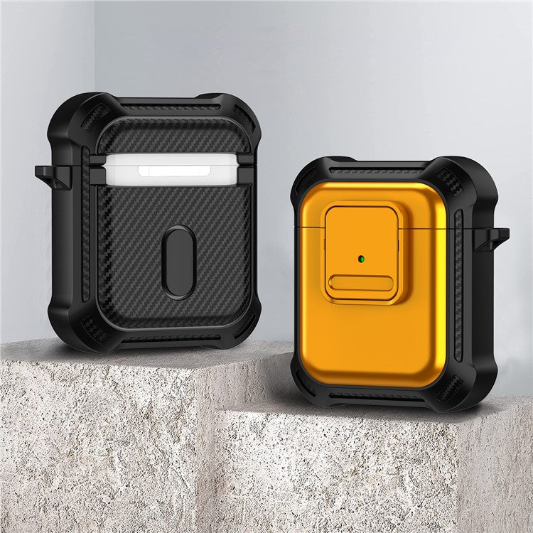 For AirPods with Wireless Charging Case (2019) / AirPods with Charging Case (2019) / (2016) Earphone Cover TPU+PC Case with Pressing Button - Yellow