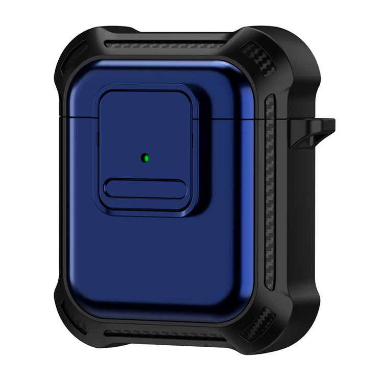 For AirPods with Wireless Charging Case (2019) / AirPods with Charging Case (2019) / (2016) Earphone Cover TPU+PC Case with Pressing Button - Blue