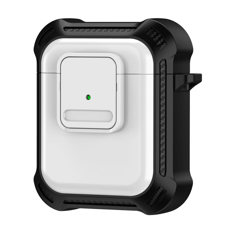 For AirPods with Wireless Charging Case (2019) / AirPods with Charging Case (2019) / (2016) Earphone Cover TPU+PC Case with Pressing Button - White