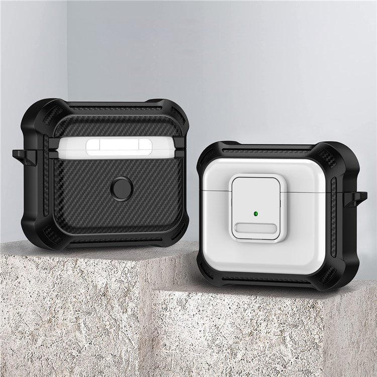 For Apple AirPods 3 Bluetooth Earphone Drop-proof Cover TPU+PC Protective Case with Pressing Button - White