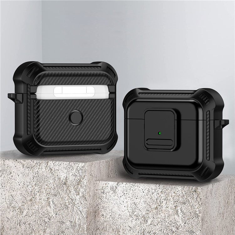 For Apple AirPods 3 Bluetooth Earphone Drop-proof Cover TPU+PC Protective Case with Pressing Button - Black