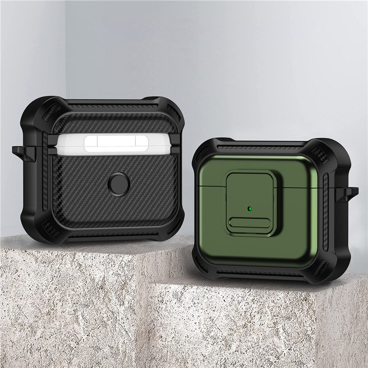 For Apple AirPods 3 Bluetooth Earphone Drop-proof Cover TPU+PC Protective Case with Pressing Button - Army Green