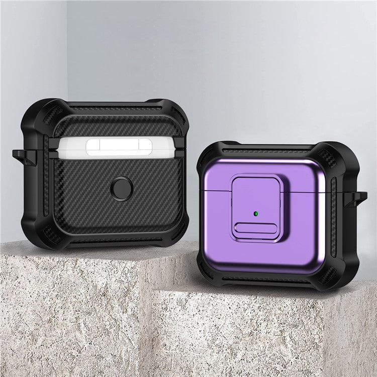 For Apple AirPods 3 Bluetooth Earphone Drop-proof Cover TPU+PC Protective Case with Pressing Button - Purple