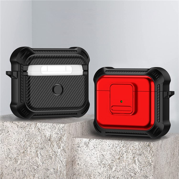 For Apple AirPods 3 Bluetooth Earphone Drop-proof Cover TPU+PC Protective Case with Pressing Button - Red