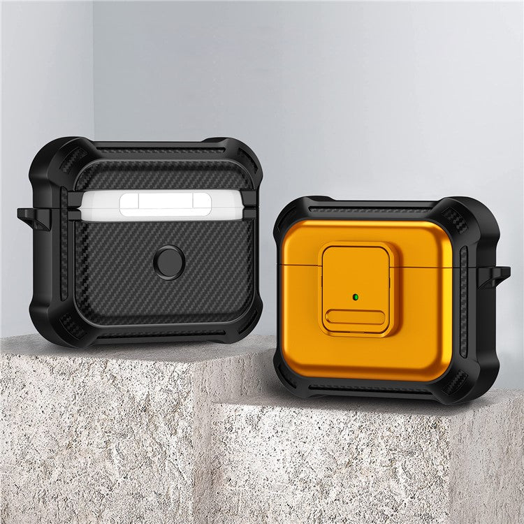 For Apple AirPods 3 Bluetooth Earphone Drop-proof Cover TPU+PC Protective Case with Pressing Button - Yellow