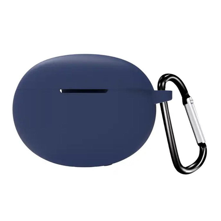 For Boat Airdopes 181 Protective Case Wireless Bluetooth Headset Silicone Cover with Anti-Loss Buckle - Dark Blue