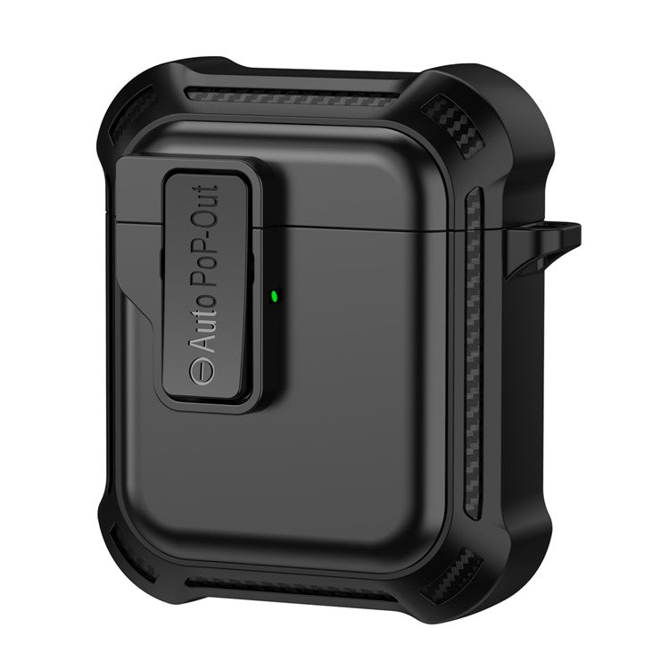 For AirPods with Wireless Charging Case (2019) / AirPods with Charging Case (2019) / (2016) Pressing Buckle Design Earphone Drop-proof Cover - Black