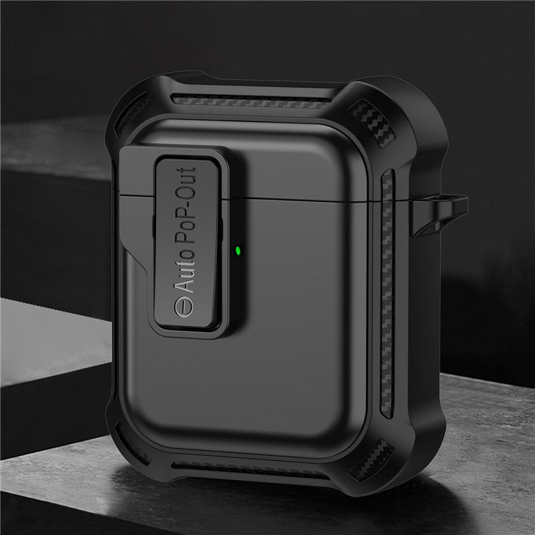 For AirPods with Wireless Charging Case (2019) / AirPods with Charging Case (2019) / (2016) Pressing Buckle Design Earphone Drop-proof Cover - Black