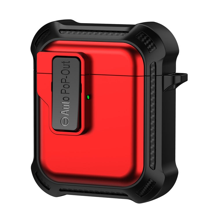 For AirPods with Wireless Charging Case (2019) / AirPods with Charging Case (2019) / (2016) Pressing Buckle Design Earphone Drop-proof Cover - Red