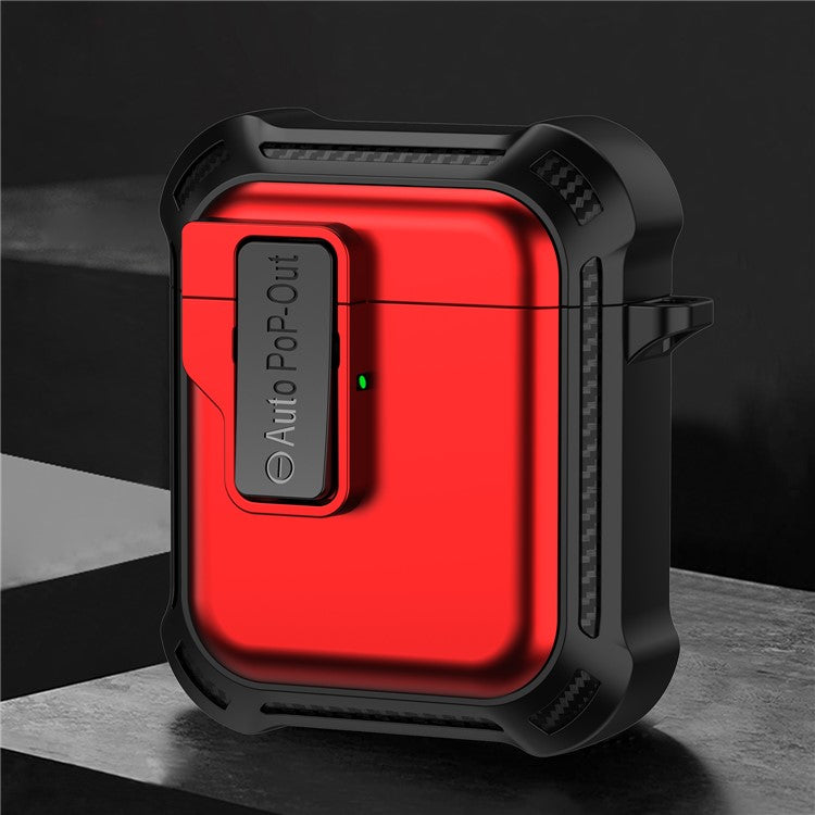 For AirPods with Wireless Charging Case (2019) / AirPods with Charging Case (2019) / (2016) Pressing Buckle Design Earphone Drop-proof Cover - Red