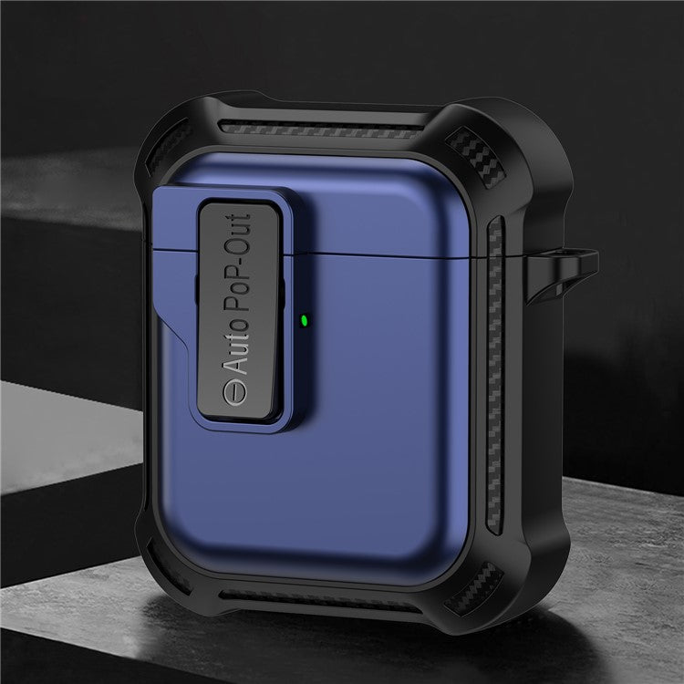 For AirPods with Wireless Charging Case (2019) / AirPods with Charging Case (2019) / (2016) Pressing Buckle Design Earphone Drop-proof Cover - Blue