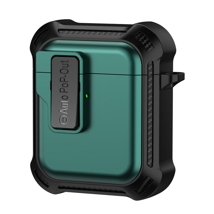 For AirPods with Wireless Charging Case (2019) / AirPods with Charging Case (2019) / (2016) Pressing Buckle Design Earphone Drop-proof Cover - Green