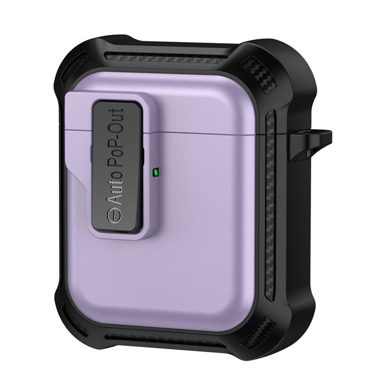 For AirPods with Wireless Charging Case (2019) / AirPods with Charging Case (2019) / (2016) Pressing Buckle Design Earphone Drop-proof Cover - Purple