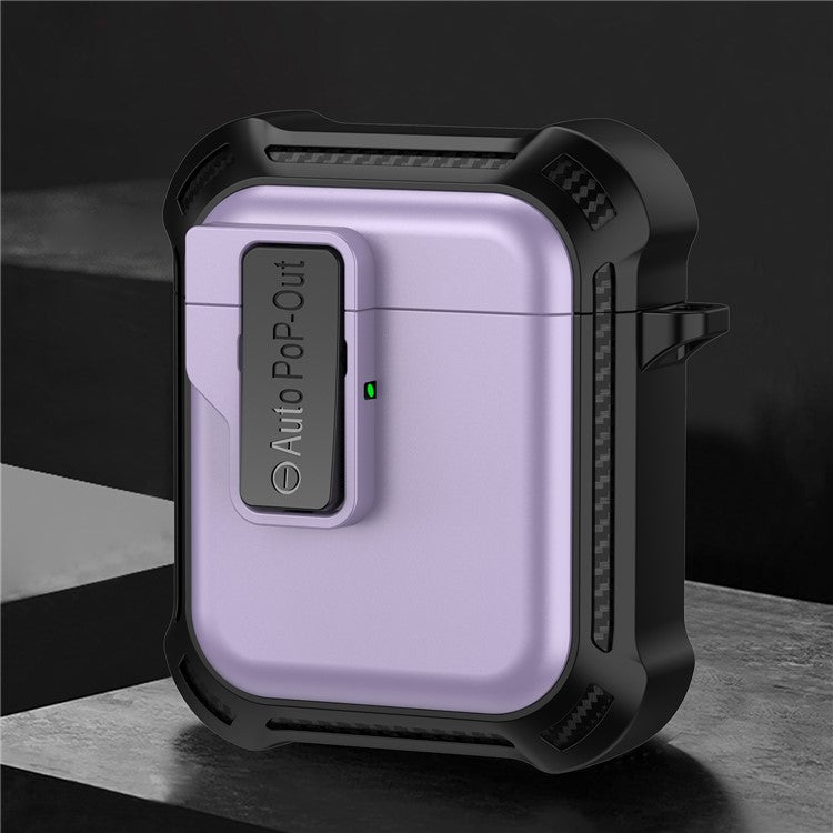 For AirPods with Wireless Charging Case (2019) / AirPods with Charging Case (2019) / (2016) Pressing Buckle Design Earphone Drop-proof Cover - Purple