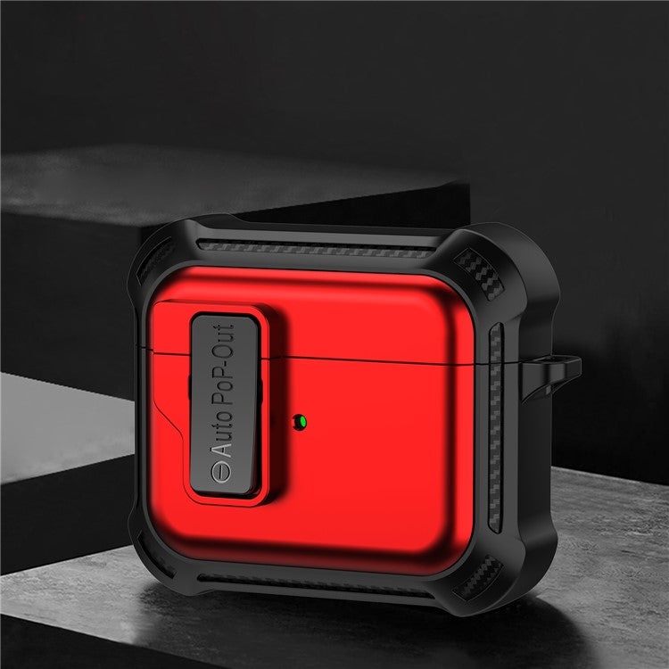 For Apple AirPods 3 Pressing Buckle Design Protective Case Bluetooth Earphone TPU+PC Drop-proof Cover - Red