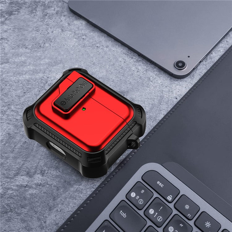 For Apple AirPods 3 Pressing Buckle Design Protective Case Bluetooth Earphone TPU+PC Drop-proof Cover - Red