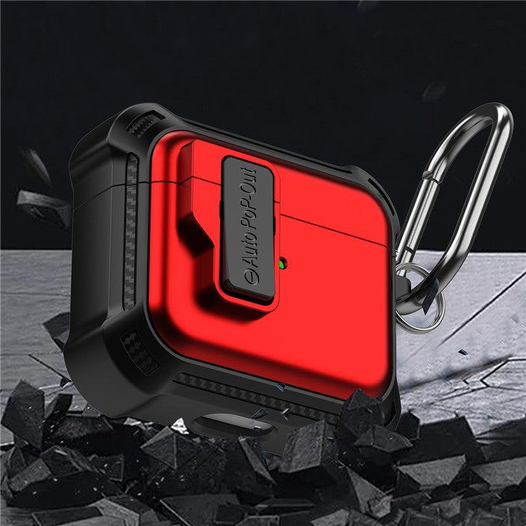 For Apple AirPods 3 Pressing Buckle Design Protective Case Bluetooth Earphone TPU+PC Drop-proof Cover - Red