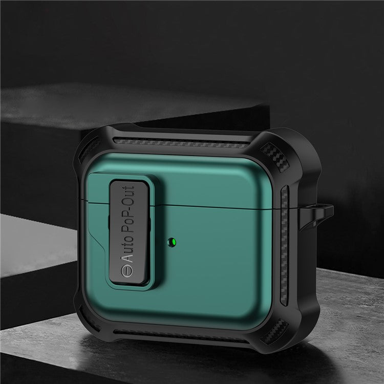 For Apple AirPods 3 Pressing Buckle Design Protective Case Bluetooth Earphone TPU+PC Drop-proof Cover - Green