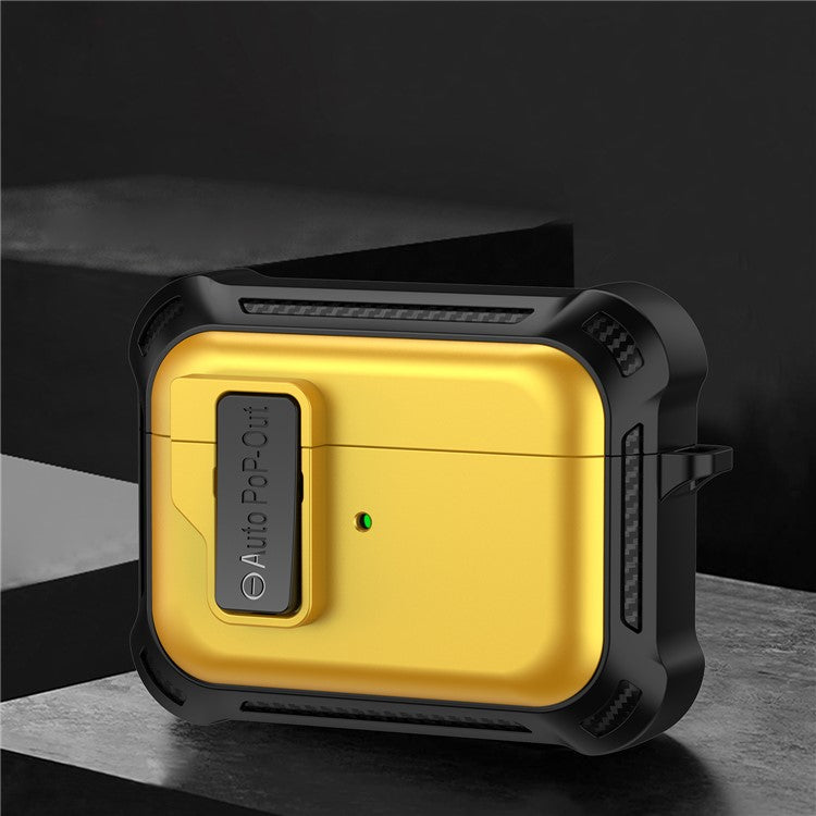 For Apple AirPods Pro Bluetooth Earphone Anti-drop Cover TPU+PC Protective Case with Pressing Buckle - Yellow