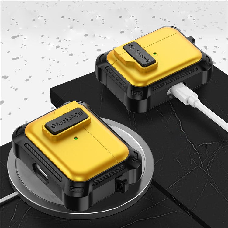 For Apple AirPods Pro Bluetooth Earphone Anti-drop Cover TPU+PC Protective Case with Pressing Buckle - Yellow