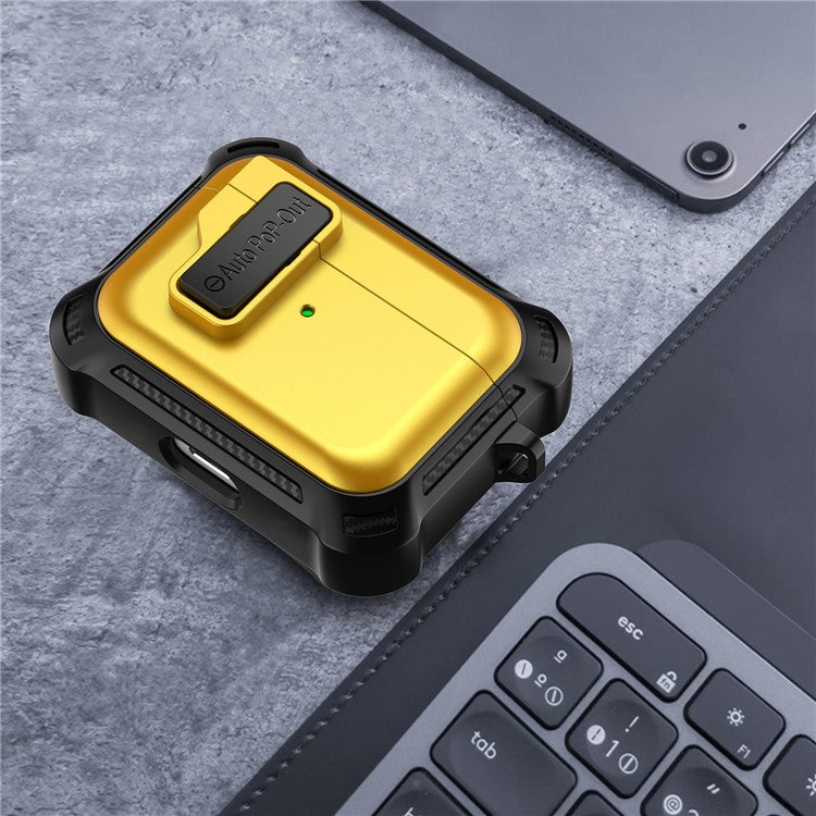 For Apple AirPods Pro Bluetooth Earphone Anti-drop Cover TPU+PC Protective Case with Pressing Buckle - Yellow