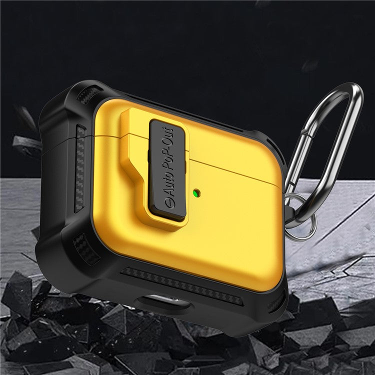 For Apple AirPods Pro Bluetooth Earphone Anti-drop Cover TPU+PC Protective Case with Pressing Buckle - Yellow