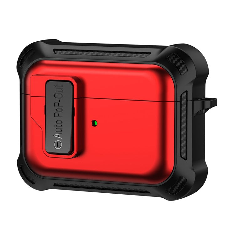 For Apple AirPods Pro Bluetooth Earphone Anti-drop Cover TPU+PC Protective Case with Pressing Buckle - Red