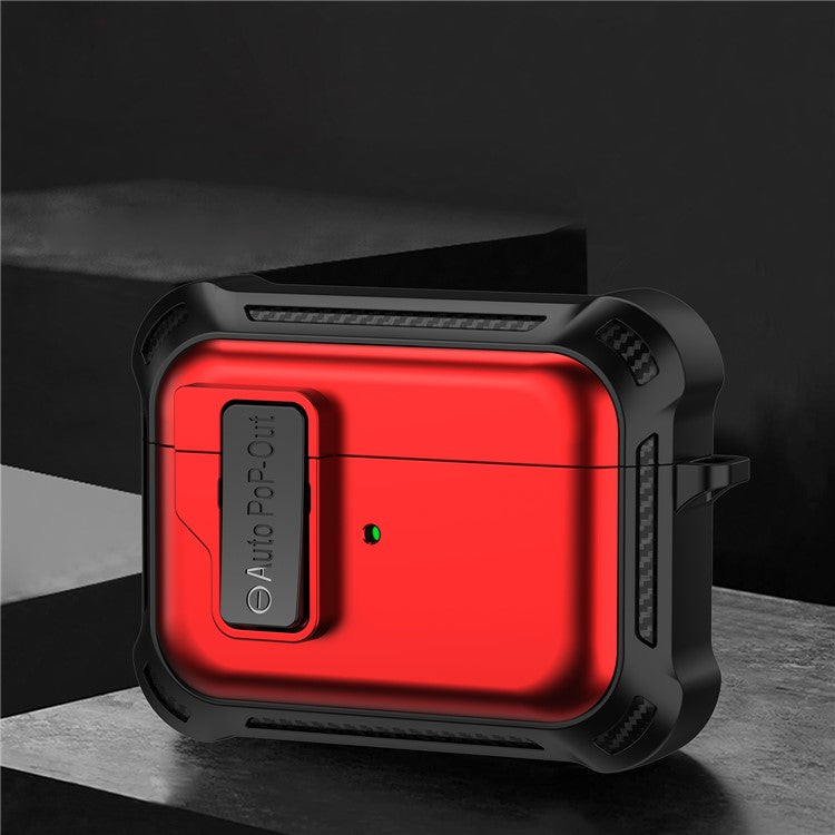 For Apple AirPods Pro Bluetooth Earphone Anti-drop Cover TPU+PC Protective Case with Pressing Buckle - Red