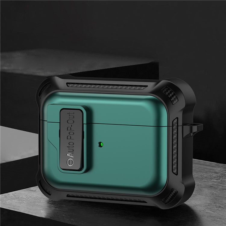 For Apple AirPods Pro Bluetooth Earphone Anti-drop Cover TPU+PC Protective Case with Pressing Buckle - Green