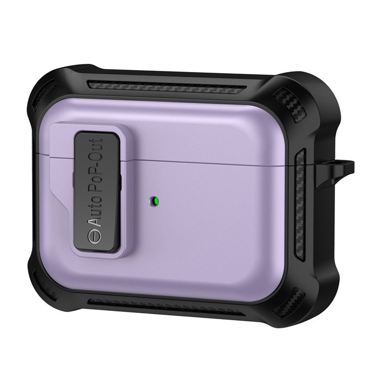 For Apple AirPods Pro Bluetooth Earphone Anti-drop Cover TPU+PC Protective Case with Pressing Buckle - Purple