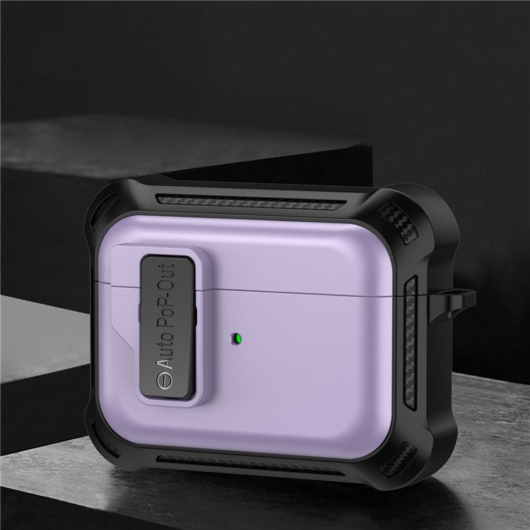 For Apple AirPods Pro Bluetooth Earphone Anti-drop Cover TPU+PC Protective Case with Pressing Buckle - Purple