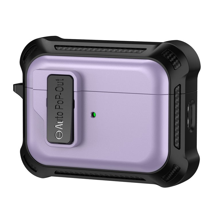 For AirPods Pro 2 Pressing Buckle Design Wireless Earphone Protective Case TPU+PC Anti-drop Cover - Purple